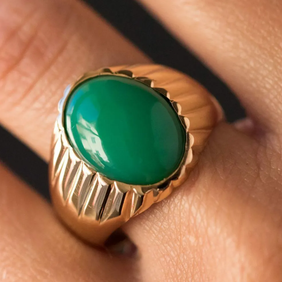 Bague chrysoprase chevalière