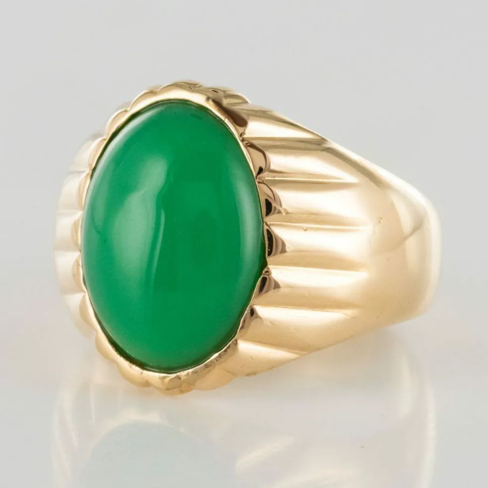 Bague chrysoprase chevalière