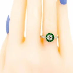 Bague cible diamant émeraude platine