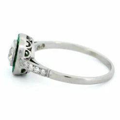 Bague cible diamant émeraude platine