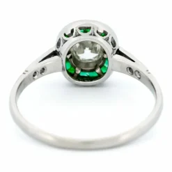 Bague cible diamant émeraude platine