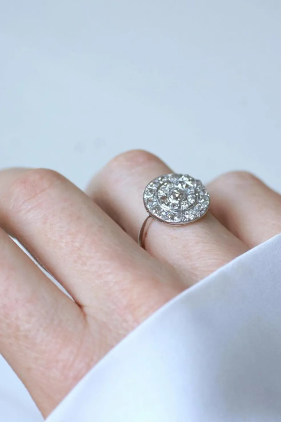 Bague Cible Ronde Art Deco Diamants 1,60 Cts