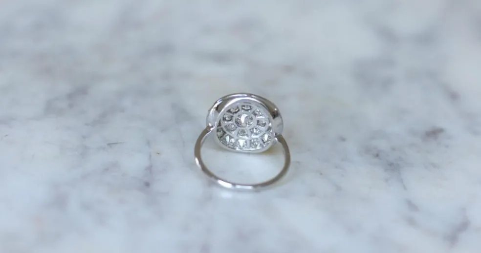 Bague Cible Ronde Art Deco Diamants 1,60 Cts