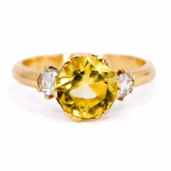 Bague citrine, diamants