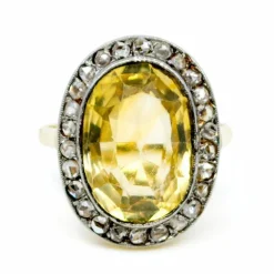 Bague citrine, diamants