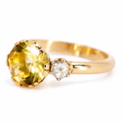 Bague citrine, diamants