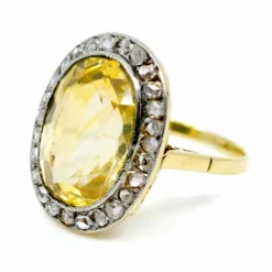 Bague citrine, diamants