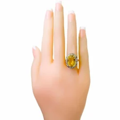 Bague citrine, diamants