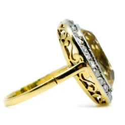 Bague citrine, diamants