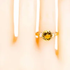 Bague citrine, diamants