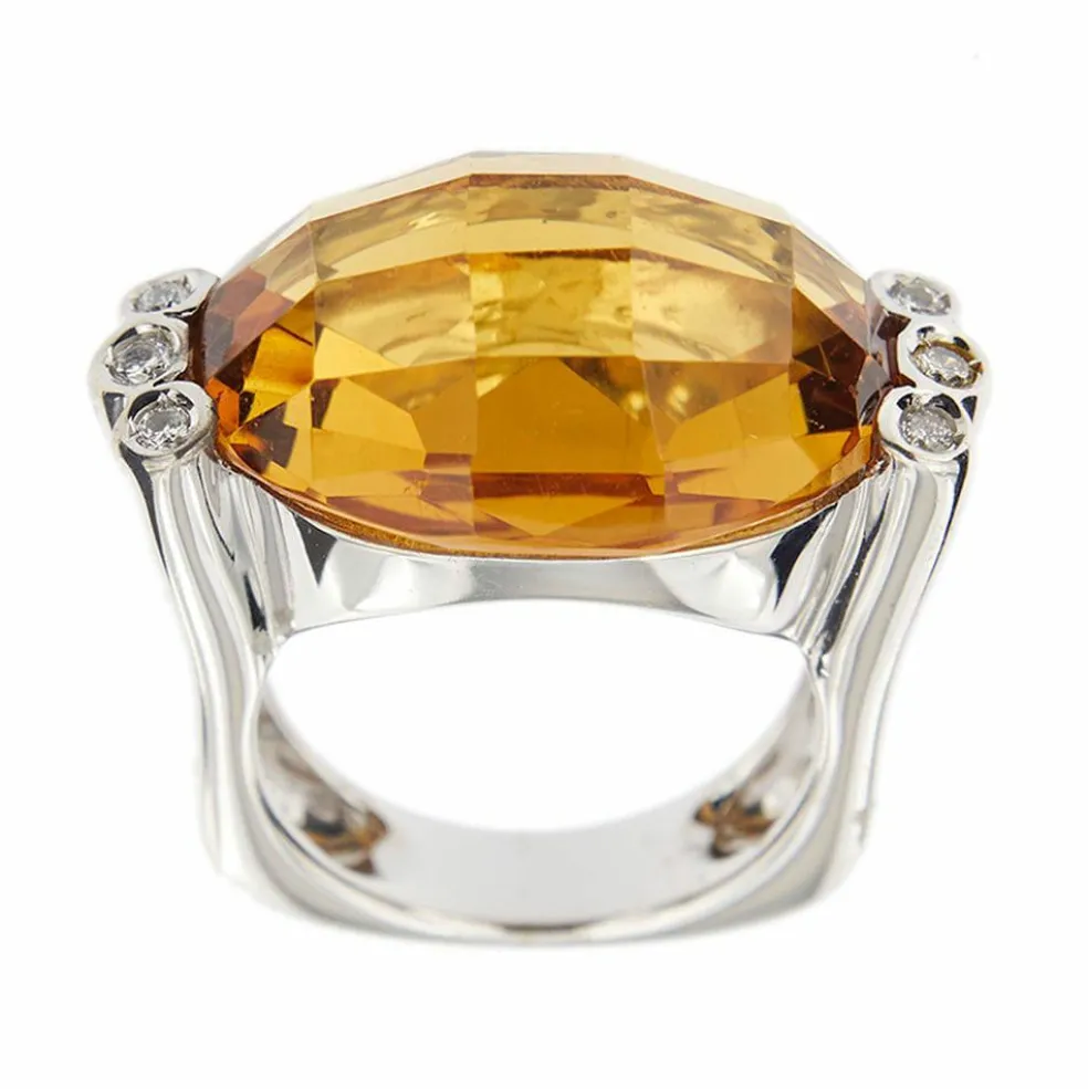 Bague citrine et diamants