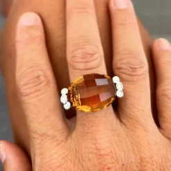 Bague citrine et diamants