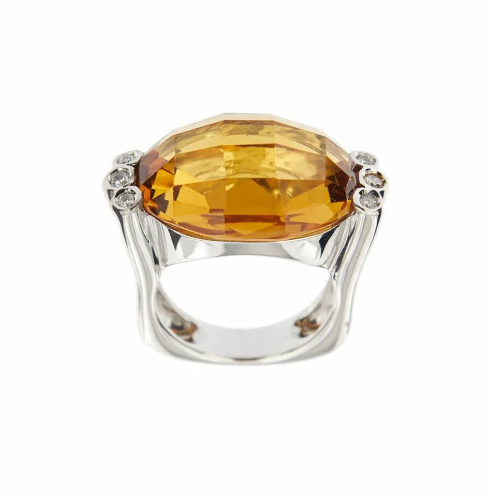 Bague citrine et diamants