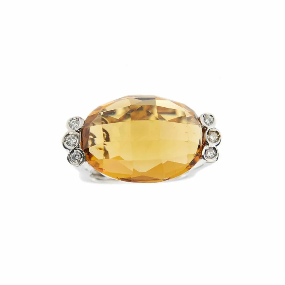 Bague citrine et diamants