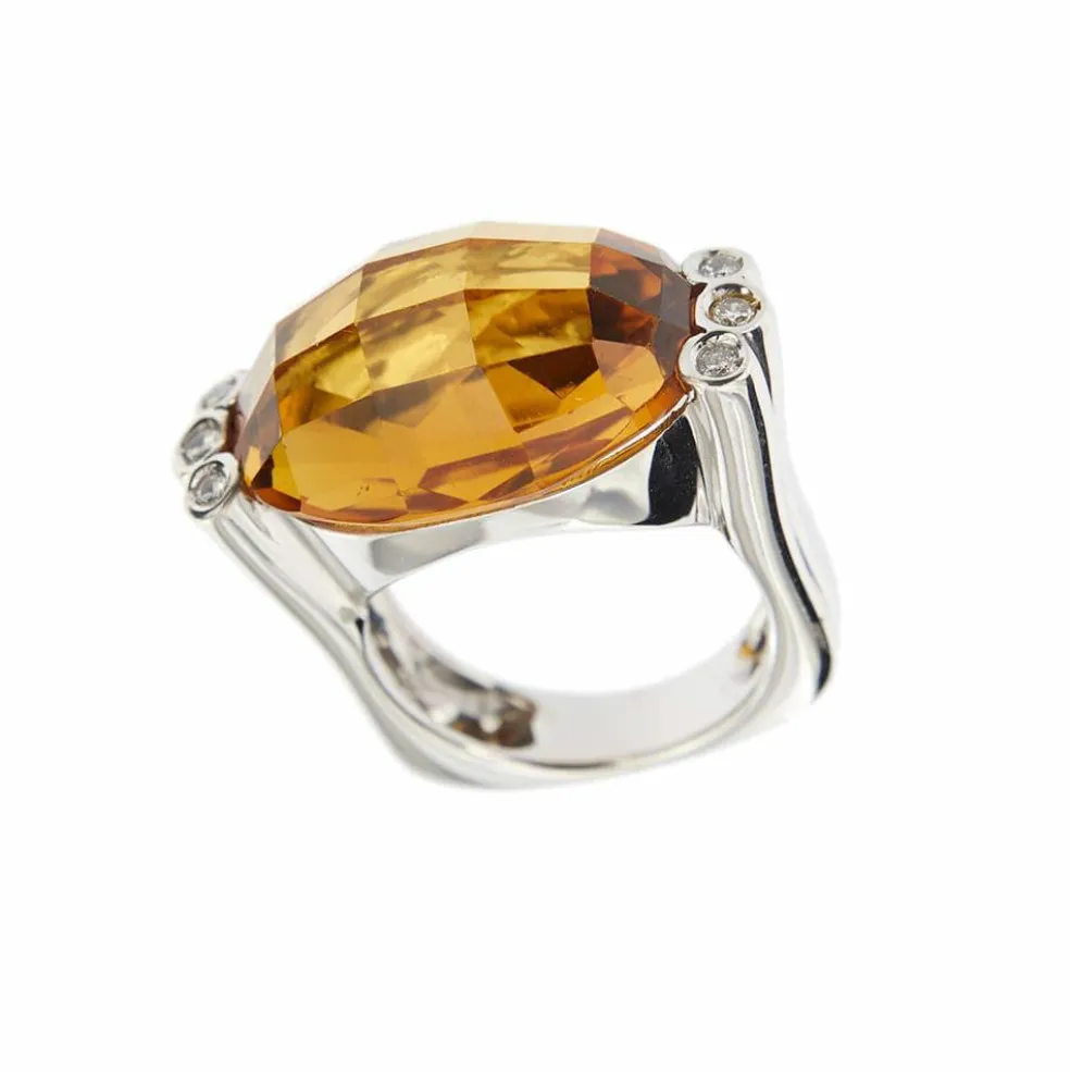 Bague citrine et diamants