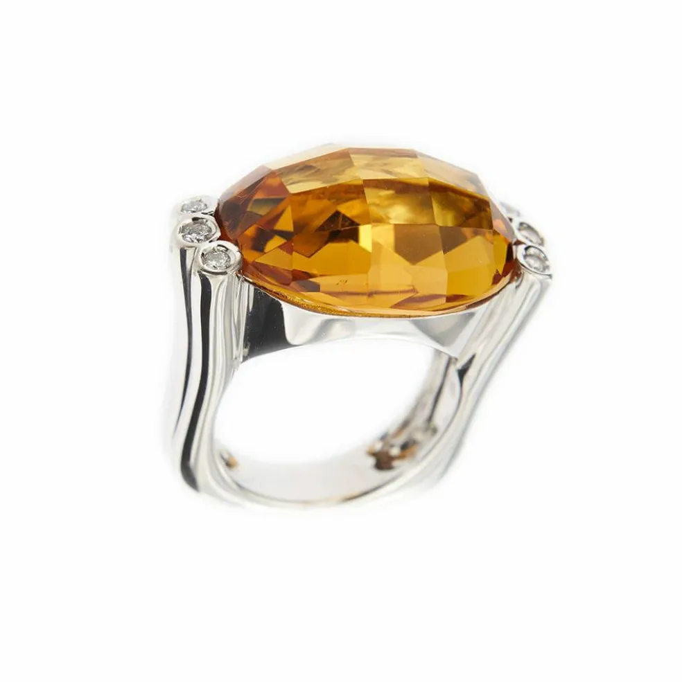 Bague citrine et diamants