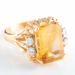 Bague citrine et ses 4 diamants