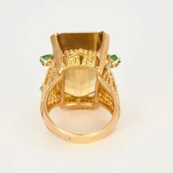 Bague citrine émeraudes