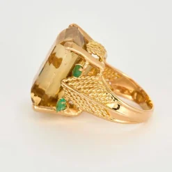 Bague citrine émeraudes