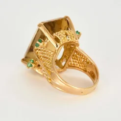 Bague citrine émeraudes