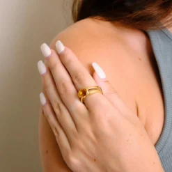 BAGUE CITRINE OR JAUNE