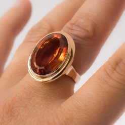 Bague citrine or jaune vintage