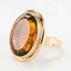 Bague citrine or jaune vintage