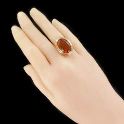 Bague citrine or jaune vintage