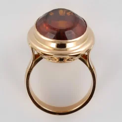 Bague citrine or jaune vintage