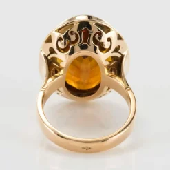 Bague citrine or jaune vintage