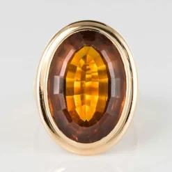 Bague citrine or jaune vintage