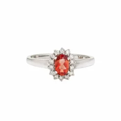 Bague citrine orange diamants