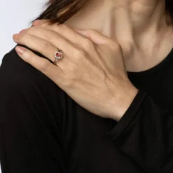 Bague citrine orange diamants
