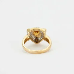 BAGUE CITRINE PAVAGE DIAMANTS OR JAUNE