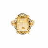 Bague citrine platine et or jaune, diamants