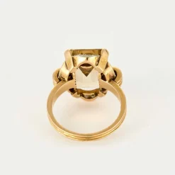 Bague citrine platine et or jaune, diamants