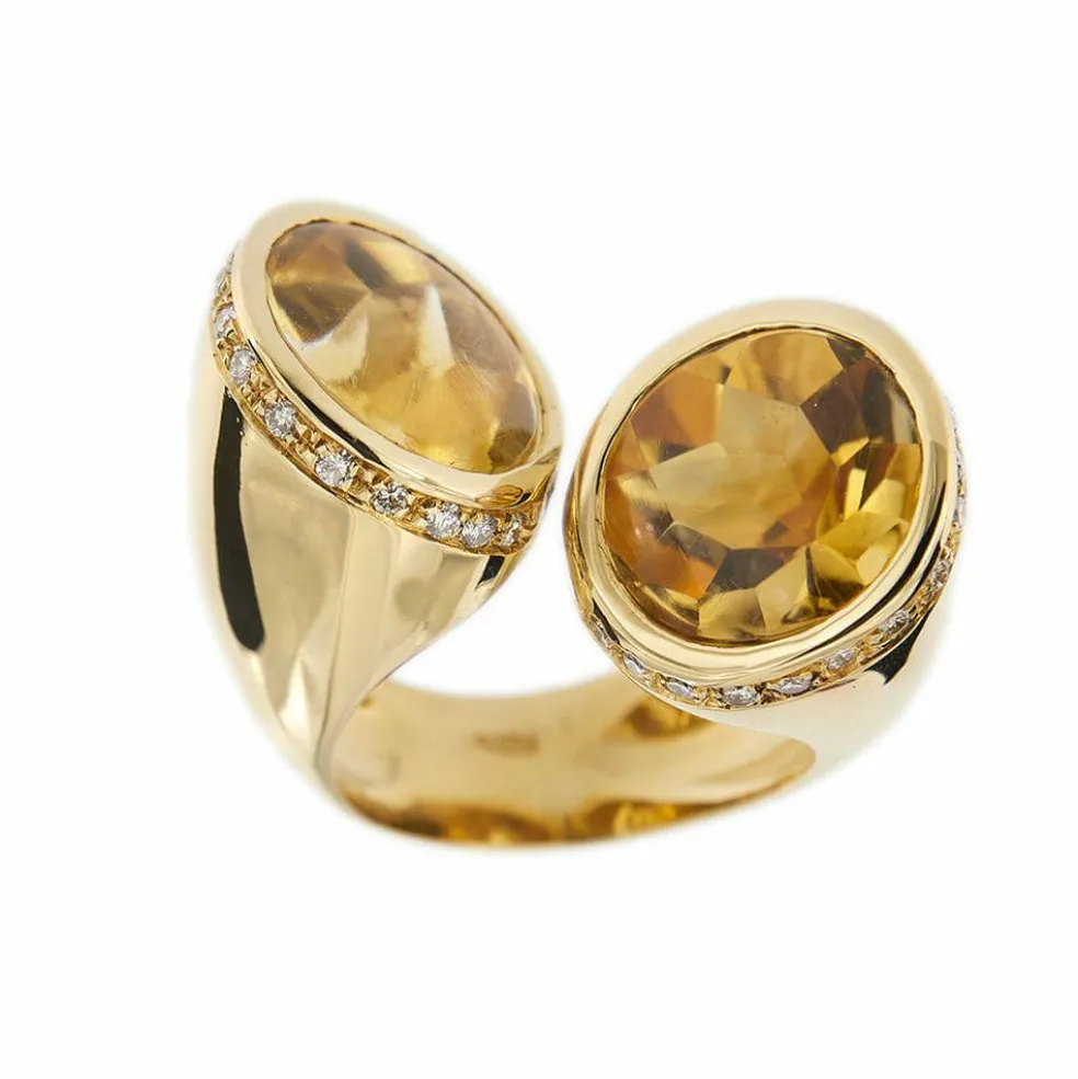 Bague citrines et diamants