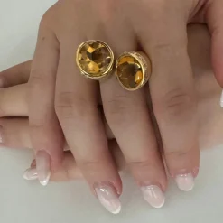 Bague citrines et diamants