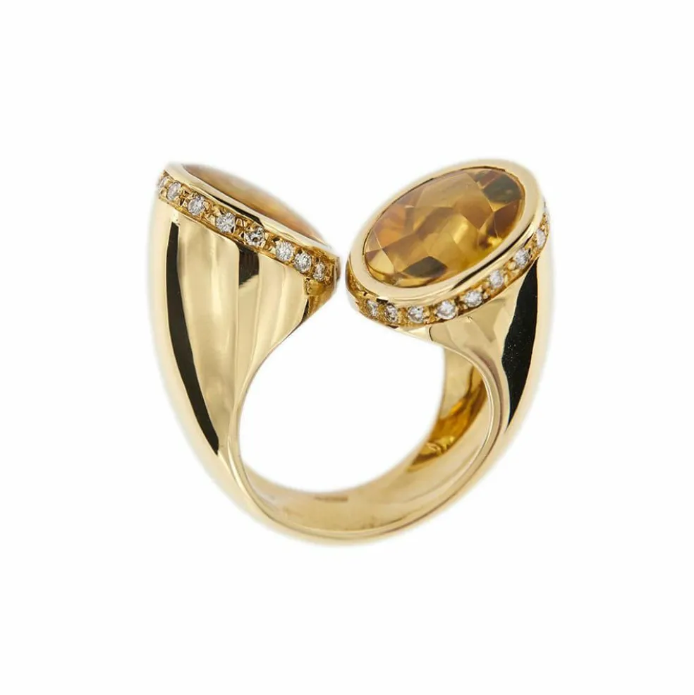 Bague citrines et diamants