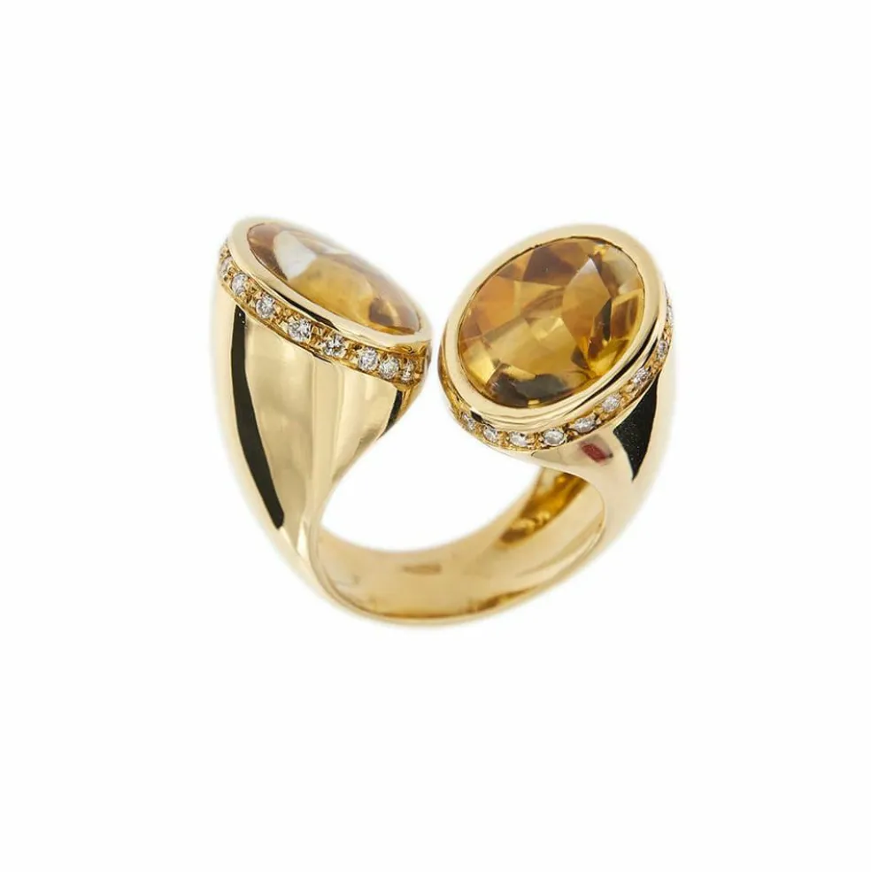 Bague citrines et diamants