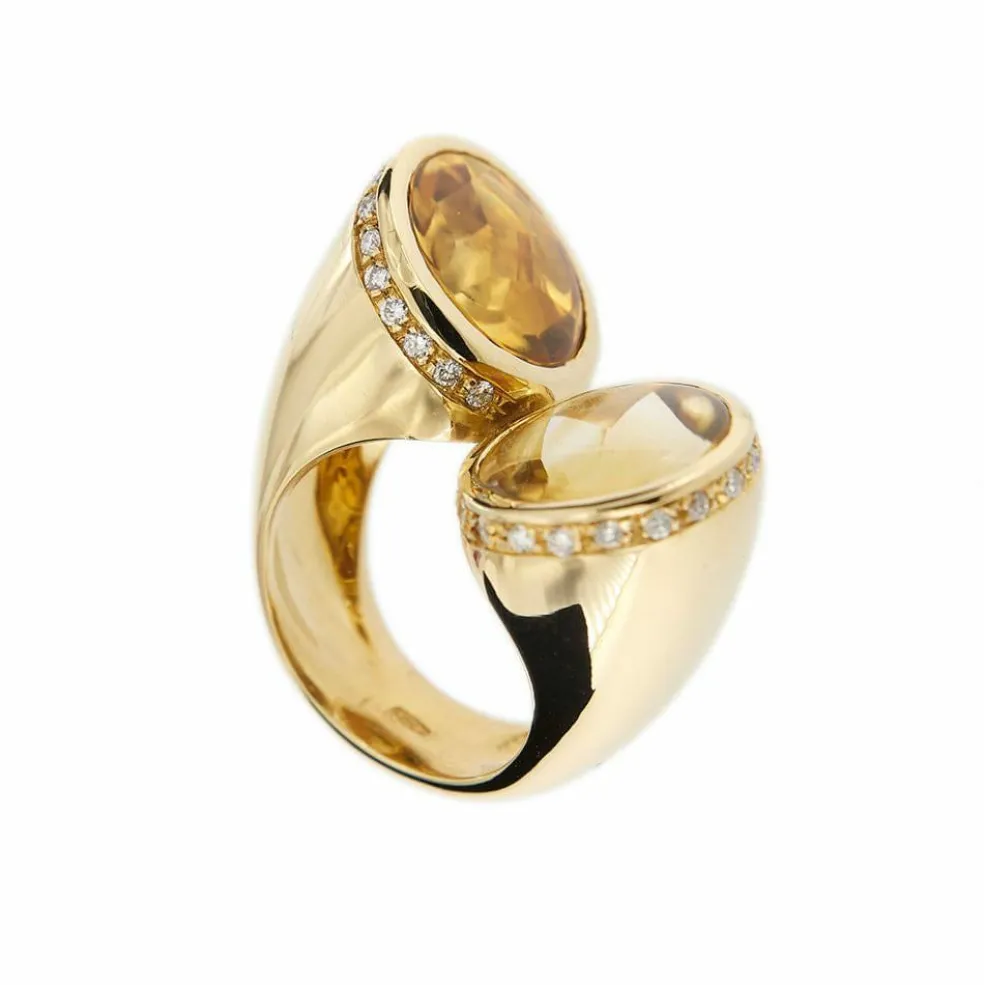 Bague citrines et diamants