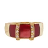 Bague Clozeau or jaune, diamants et résine rouge