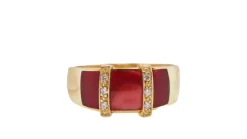 Bague Clozeau or jaune, diamants et résine rouge