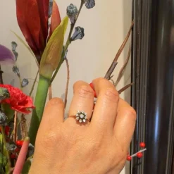 Bague Cluster en or jaune 18 carats avec diamants