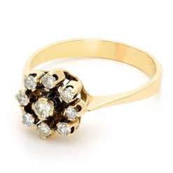 Bague Cluster en or jaune 18 carats avec diamants
