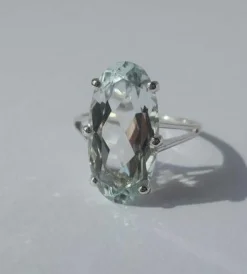 Bague cocktail aigue-marine or blanc