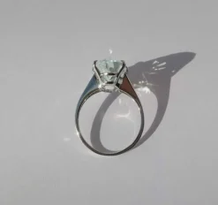 Bague cocktail aigue-marine or blanc