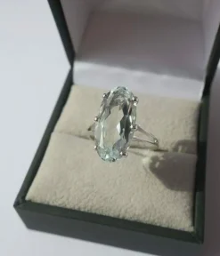 Bague cocktail aigue-marine or blanc