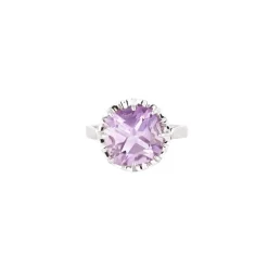 Bague cocktail améthyste en or blanc
