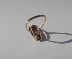 Bague cocktail améthyste rose de France ovale